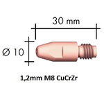 Contact tip CuCrZr M8x30x10 - 1,2mm, Binzel