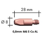 Contact tip E-Cu M6x28 0,8mm, Binzel