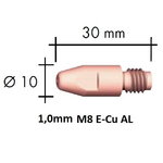 Contact tip E-Cu Al M8x30 1,0mm, Binzel