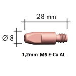 Kontaktinis antgalis E-Cu Al M6x28x8 1,2mm, Binzel