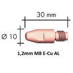 Contact tip E-Cu Al M8x30 1,2mm, Binzel
