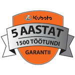 Manufacturer warranty 5 years/1500 working hours for RTV, Kubota