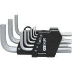 L-seškanšu komplekts 1,5-10 mm, īsie, 9 gab., KS Tools