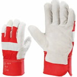 Gloves, cowhide leather, red cotton back, half lining, 8, OTHER