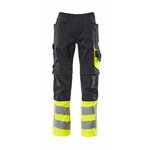 Pants with kneepad pockets 15679, hi-viz CL1, d. navy/yellow 82C54, Mascot