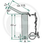 Lower link pin CAT 2 - 28 / 175 Cat. 2, Granit