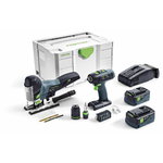 18V Combo: drill T 18+3 + jigsaw PSC 420 / 18V / 5,2Ah, Festool