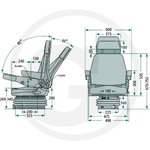 Sēdeklis, fabric cover black, armrests, Granit