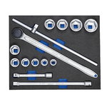 Socket set 3/4" in 3/4 CT tool module, 14 pcs, Gedore