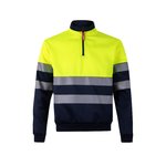 Sweatshirt 305703 half-zip, hi-vis ,navy blue/ yellow 5XL, VELILLA