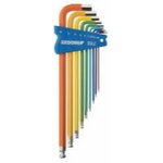 Multicoloured hexagon key set with ball end, Gedore