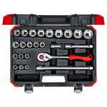 Socket set 1/2 size10-32mm 24pcs R69013024, Gedore RED