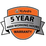 Manufacturer warranty 5 years/4000 working hours for M4002, Kubota
