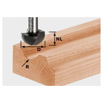 Apaļu gropes frēze HW, S8, R6,35, Festool