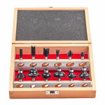 Router bit set, 8 mm shaft, 12 pieces, Milwaukee