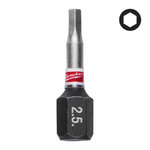 SHOCKWAVE™ IMPACT DUTY skrūvgriežu uzgaļi Hex 2,5mmx25mm - 3 gab., Milwaukee