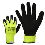 Gloves, knitted, structured latex palms, HiViz, winter 8