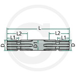 Shaft 1 3/8", 6 teeth, Granit