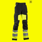 Hi-vis bikses 6168Y stretch, CL1, melnas/dzeltenas, 66, Dimex