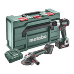 18V Combo:BS 18 LT BL+WB 18 LT BL 11-125 Quick+2 x 5,2 Ah, Metabo