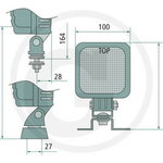 LED work light 27W 9LED, 1200lm, IP68, 12-32V, Granit