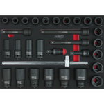 3/4" SCS impact socket wrench set, 31 pcs, 1/1 system inset, KS Tools