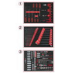 Universālais sistēmas ieliktņu komplekts 3 atvilktnēm ar 215 gab. Premium klases instrumentiem, KS Tools