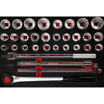 3/4'' socket spanner set in foam insert, 32 pcs, KS Tools