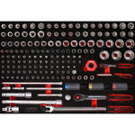 1/4" + 1/2" socket spanner set in foam insert, 167 pcs, KS Tools