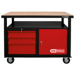 Mobile workbench with 3 drawers and 1 door, KS Tools