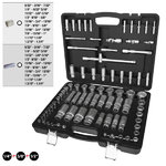 1/4"+3/8"+1/2" ligzdu atslēgu komplekts, 82 daļas, collu izmēri, KS Tools