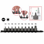 3/8`` padrunotsakute komplekt Torx, lühike, 10 osa T10-T55, KS Tools