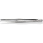 precision tweezers blunt shape 145mm, stainless, Knipex