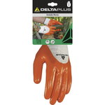 Gloves polyester, nitrile coating, orange 9, Delta Plus