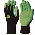 Gloves general use, polyester, natural latex, green 7, Delta Plus