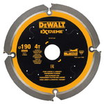 Diamond saw blade MDF, plywood 190x1,8/1,4x30mm, Z4, 12°, DeWalt