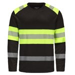 Hi-vis T-shirt Hvm cotton long sleeves, black/yellow S, Pesso