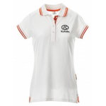 Womens polo, white with orange piping KUBOTA M, Kubota