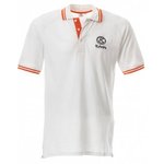 Mens polo, white with orange piping KUBOTA 2XL, Kubota