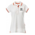 Womens polo, white with orange piping KUBOTA M, Kubota