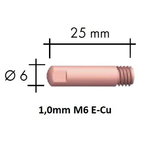 Contact tip E-Cu M6x25x6 - 1,0mm, Premium1
