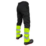 Hi-vis softshell bikses Mercury, melnas/dzeltenas, C56, Pesso