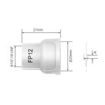 Ceramic gas nozzle FP12 for 17/18/26, 9/20, d=20mm l=27mm, Uniarc