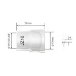 Ceramic gas nozzle JZ10 for 17/18/26, 9/20, d=17mm l=27mm, Uniarc