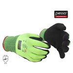 Knitted nylon gloves, nitrile coating palm. neongreen/black 10, Pesso