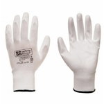 Polyester gloves, elastic, PU in palm, white 10, OTHER