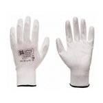 Polyester gloves, elastic, PU in palm, white 9, OTHER