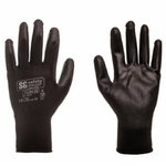 Polyester gloves, elastic, PU in palm, black 9, OTHER