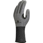 Knitted glove, Cut resistance D, PU-coated palm, grey 7, Delta Plus
