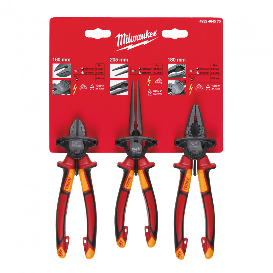 Plier VDE Set 3 pcs, Milwaukee